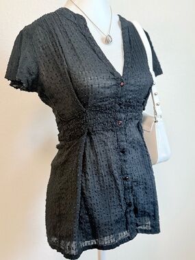 Y2K Hillard & Hanson Babydoll Button Up Top 2000s Whimsygoth Grunge Goth